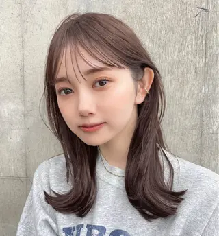 セミロング カラー ヘアアレンジ 【柔らか透明感✨/ 似合せ前髪】大石葉月のヘアスタイル