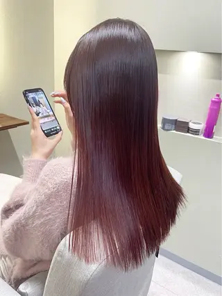 ロング カラー 髪質改善カラー&TR 縮毛矯正/弱酸性矯正のヘアスタイル