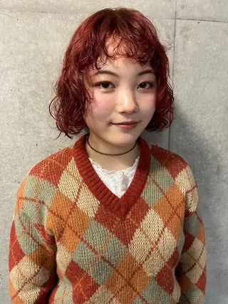 ショート カラー パーマ 無料カット/ 癖毛風パーマ/凜のヘアスタイル