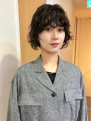 ショート パーマ 森貴裕/ベージュ/ パーマ/オリーブのヘアスタイル