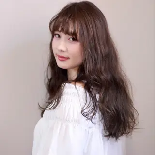 ロング カラー パーマ 薬院:今泉/上川美幸 ボブ/顔周りレイヤーのヘアスタイル
