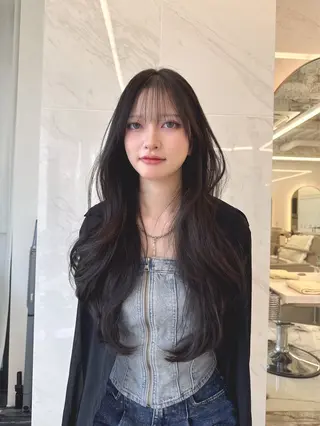 ロング のり🐼顔まわり/ 韓国/レイヤーカットのヘアスタイル