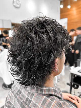 ミディアム パーマ メンズ ブリーチカラー🔥 パーマ【佐々木凌平】のヘアスタイル