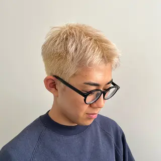 ショート カラー メンズ メンズパーマ/ メッシュ📍ユリのヘアスタイル