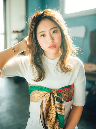 セミロング パーマ ヘアアレンジ 【公式】amble luxe池袋東口🩷のヘアスタイル