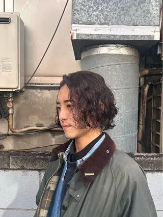ミディアム パーマ メンズ 保坂 駿太郎のヘアスタイル