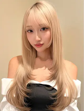 ロング カラー 抜きっぱなしブロンド /ハイトーン/カナタのヘアスタイル