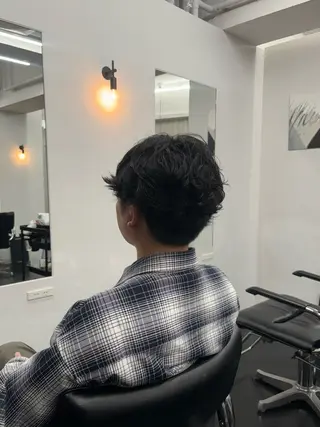 ミディアム パーマ メンズ 【ヤマザキアヤメ】 艶カラー/縮毛矯正のヘアスタイル