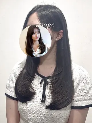 セミロング カラー パーマ ヘアアレンジ パク・ボミン小野リエ 韓国ハーフ🦊のその他イメージ