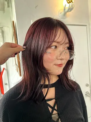 ミディアム カラー maho/垢抜け カラーパーマメイクのヘアスタイル