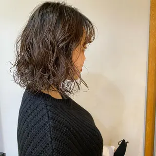 ミディアム パーマ ショート& パーマ　坂本のヘアスタイル