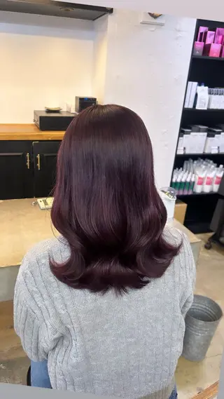 セミロング カラー 🌷ラベンダーピンク 顔まわり🌷ねいろのヘアスタイル