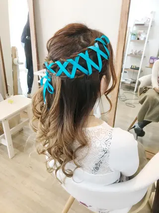 セミロング ヘアアレンジ キッズ 早朝✨ヘアセット 着付け/清水玲歌のヘアスタイル