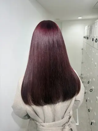 ロング カラー 💗愛され暖色💗 ピンク/レッド💗のヘアスタイル