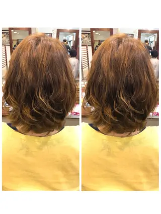 ミディアム パーマ 品田 真里のヘアスタイル