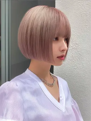 ショート カラー ボブ/透明感ベージュ 🫧クルミ🌟のヘアスタイル