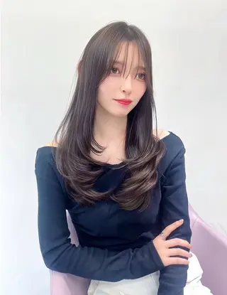 セミロング カラー ヘアアレンジ レイヤー/髪質改善 縮毛/ハッシュカットのヘアスタイル