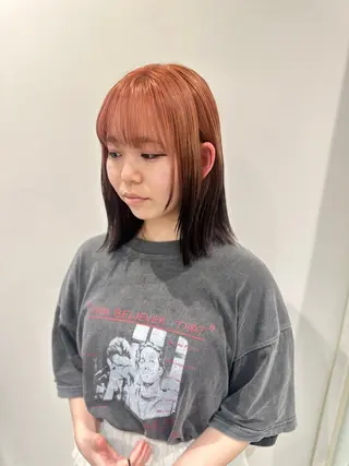 ミディアム 小顔レイヤー/ ベージュ🤍Rieのヘアスタイル