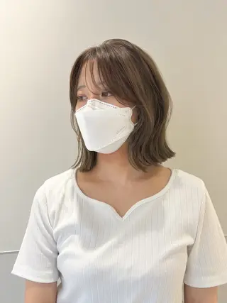 ショート カラー パーマ ヘアアレンジ メンズ 切りっぱなしヘアボブ ミディアムヘアRYOのヘアスタイル