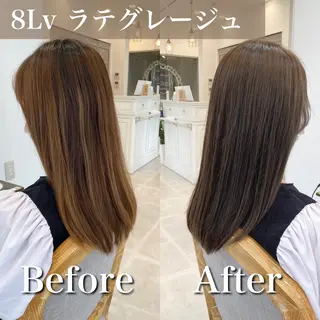 セミロング カラー ブリーチなし✨艶髪 カラー𓃲YAGIのヘアスタイル