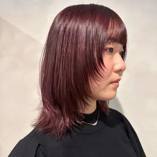 ミディアム カラー Yuki☺︎パーマ レイヤーカットのヘアスタイル