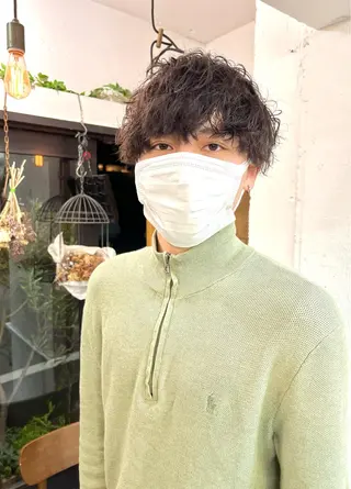 ミディアム パーマ メンズ 木村陸弥🌿似合わせ 再現性メンズヘアのヘアスタイル
