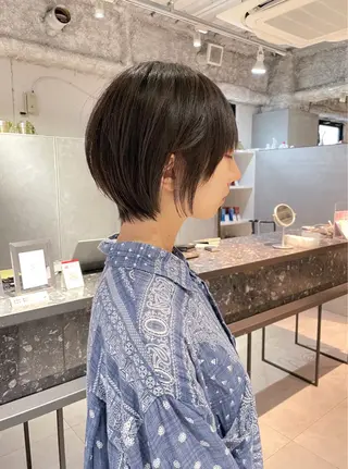 ショート 美髪矯正/艶カラー ボブ/栄/鐘ヶ江純也のヘアスタイル