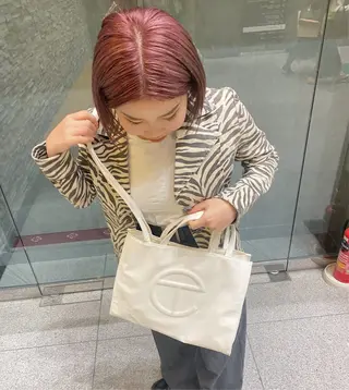 ショート カラー パーマ ヘアアレンジ 髪と音処　マトぺ所属・デザインカラー/ボブ ブリーチカラー/ユリのヘアスタイル