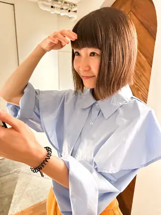 ミディアム カラー ヘアアレンジ 🤎ono/ 切りっぱなしボブ🤎のヘアスタイル