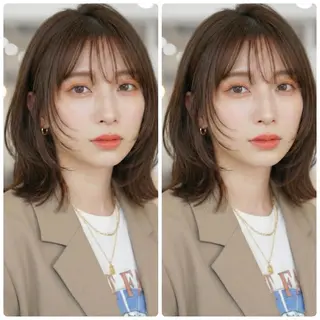 ミディアム 1ｍｍまでこだわる レイヤー🫧若葉🪞のヘアスタイル