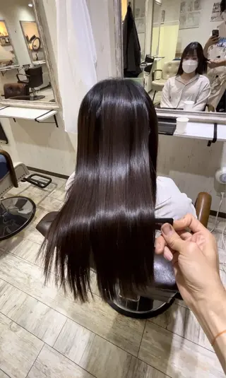 セミロング カラー 艶カラー/縮毛矯正 まなとのヘアスタイル