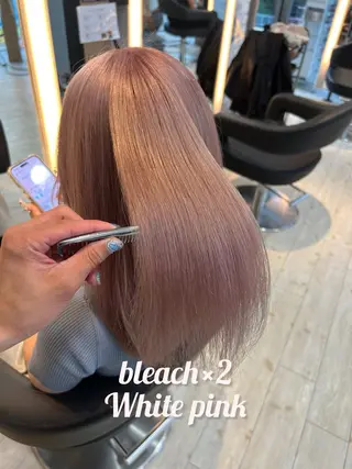 ミディアム カラー 有働由良／ハイトーン ／韓国メンズヘアのヘアスタイル