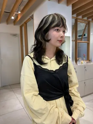 ミディアム カラー 似合わせカットカラー りおなのヘアスタイル