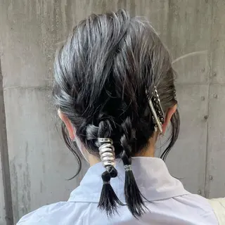 ミディアム レイヤー/透けカラー アレンジ/篠崎渚彩のヘアスタイル