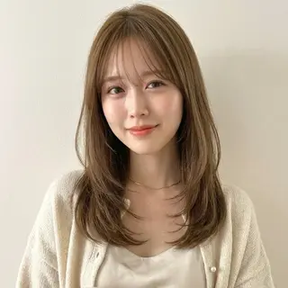 セミロング カラー 【渋谷】中顔面短縮 ｜髪質改善｜れんのヘアスタイル