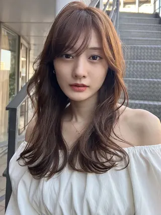 ロング カラー ヘアアレンジ ✨カチモリ✨レイヤー 韓国ヘア🇰🇷ゆいのヘアスタイル