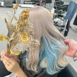 ミディアム カラー ブリーチ&エクステ 🥀ケアカラー特化のヘアスタイル