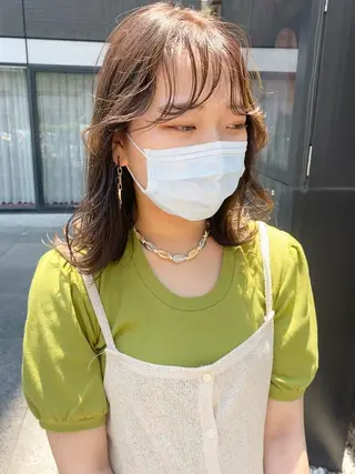 セミロング デザインカラー/ボブ ブリーチカラー/ユリのヘアスタイル