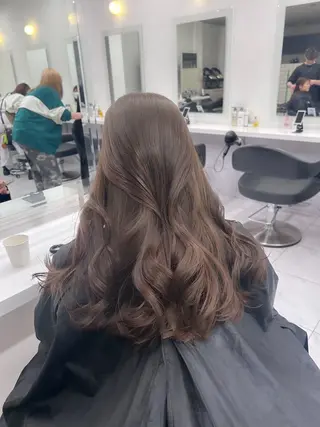 ロング カラー パーマ ヘアアレンジ メンズ キッズ ブリーチなしカラー/ ブラウン/レイヤーのヘアスタイル