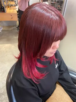 セミロング カラー パーマ ヘアアレンジ ハイトーンカラー🤍 山下 優華のヘアスタイル