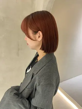 ミディアム カラー 切りっぱなしボブ/ 艶カラー/綾莉のヘアスタイル