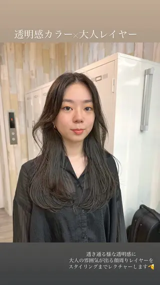 ミディアム カラー パーマ ヘアアレンジ 二ヶ月綺麗なデザイン カット/星野六三四のヘアスタイル