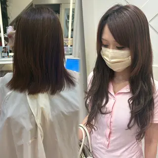 ロング カラー ハイトーンカラー シールエクステのヘアスタイル