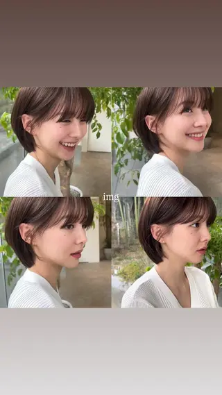 ショート カラー 🫧ボブカットモデル 韓国透明感カラー🫧のヘアスタイル