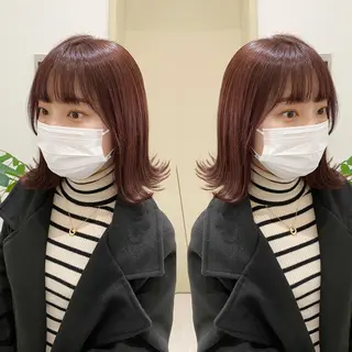 ミディアム カラー ✨髪質改善/顔周りカ ット/縮毛矯正✨三隅のヘアスタイル