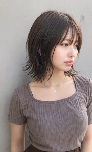 ミディアム 菊池 幹のヘアスタイル