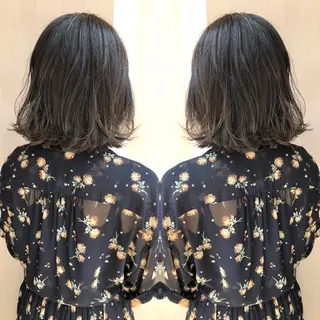 ミディアム カラー パーマ 細川 亮のヘアスタイル