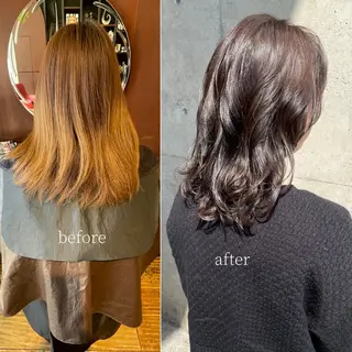 ミディアム カラー 日高 香織のヘアスタイル