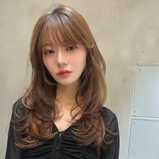 ロング カラー 韓国ヘア/髪質改善/ レイヤー/ブラウンのヘアスタイル