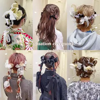 セミロング ヘアアレンジ シールエクステ横浜 🐏☁️miminaのヘアスタイル